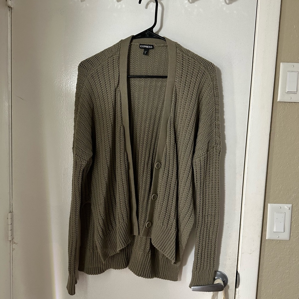 Light olive green express knit cardigan, size small